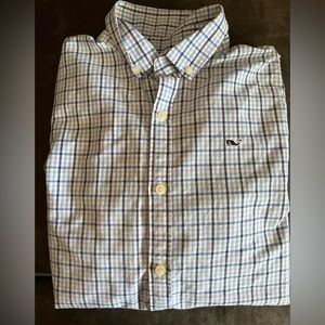 Size 16 in boys; long sleeve VV whale button up